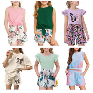 Ventes en gros de shorts en coton et polyester mélangés pour l'été, pour garçons et filles, vêtements pour enfants, ensembles en vrac - Product Image 1