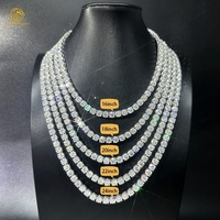 Collier Tennis Moissanite Diamant Plaqué Or 925S 8H&8A, Bijou Homme Femme, Longueurs 16, 18, 20 Pouces, Effet Glaçon Scintillant