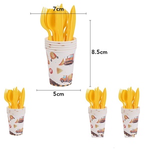 Vente en gros véhicule d'ingénierie <span class=keywords><strong>de</strong></span> construction pelle thème bébé éducatif anniversaire jetable fête <span class=keywords><strong>vaisselle</strong></span> ensemble décoration - Product Image 6