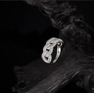 Anillo de cóctel de lujo para mujer, plata 925, moissanita, corte brillante redondo, engaste pavé, diseño geométrico, joyería de boda - Product Image 4