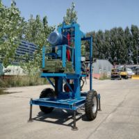 Foreuse à eau diesel montée sur tracteur de 100 m, pompe à forage de roche à plaque d'acier, haute efficacité, mini, petite, portable, facile à utiliser