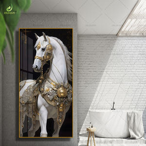 Fabriek Groothandel Frame Nordic Home Decor Luxe Moderne Led Licht Kristallen Porselein 5d Diamant Paard Foto Muur Kunst - Product Image 1