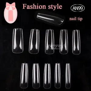 TSZS 2020 NEW 500pcs/bag Coffin long Transparent ABS Nail Tips XL Full Cover Artificial Finger Nail For Nail Salon Suppliers