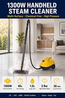 Limpiador a Vapor Portátil de 1300W, Vaporizador de Alta Temperatura para Detallado de Autos, Tapicería, Sofás, Limpieza Profunda de Cocinas