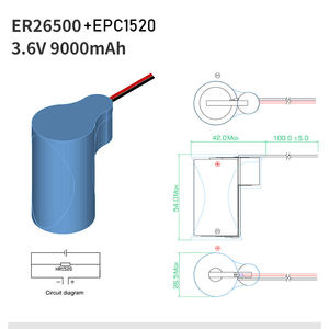 Lisocl2 <span class=keywords><strong>3.6v</strong></span> 9000mah ER14335 ER14505 ER34615 리튬 C 하이브리드 하이 펄스 2A ER26500 + EPC1520 배터리 셀 (커넥터 포함) - Product Image 2