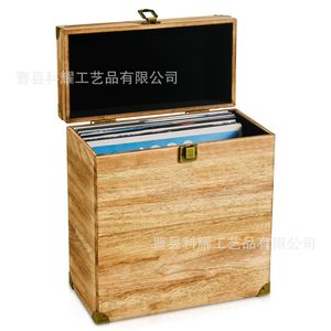 Wooden Vinyl <b>Record</b> Storage Box Rectangle Burnt Color <b>Standing</b> Type For Home Office Use - Product Image 2