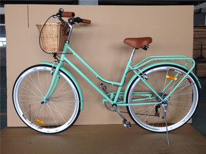 Bicicleta Urbana Retro <span class=keywords><strong>para</strong></span> Mujer 700C, Bicicleta Vintage con Cuadro Bajo, 7 Velocidades, Bicicleta Clásica <span class=keywords><strong>para</strong></span> Ciudad y Carretera con Canasta de Mimbre - Product Image 3