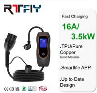 Nouvelle conception de station de recharge portable pour véhicules électriques 16A 3,5 kW avec écran, type 2, noir, certifiée CE, IP55