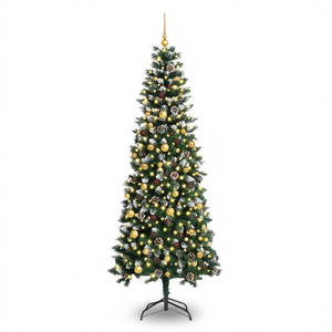 Sapin de Noël artificiel vert de 82,68 pouces avec 300 lumières LED pour décoration intérieure - Product Image 1