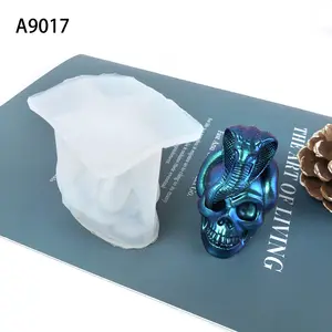 A9017 crânio 3D e Cobra resina vela silicone molde diy cobra crânio arte decoração