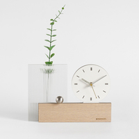 WOZOOM Horloge de bureau Vase à fleurs Décoration de table décorative Horloge d'intérieur Art moderne Décoration de salon