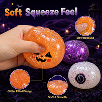 Boîte mystère d'Halloween : Jouet anti-stress souple et moelleux en forme de boulette de maltose scintillante, œil et fantôme, pour cadeau de fête