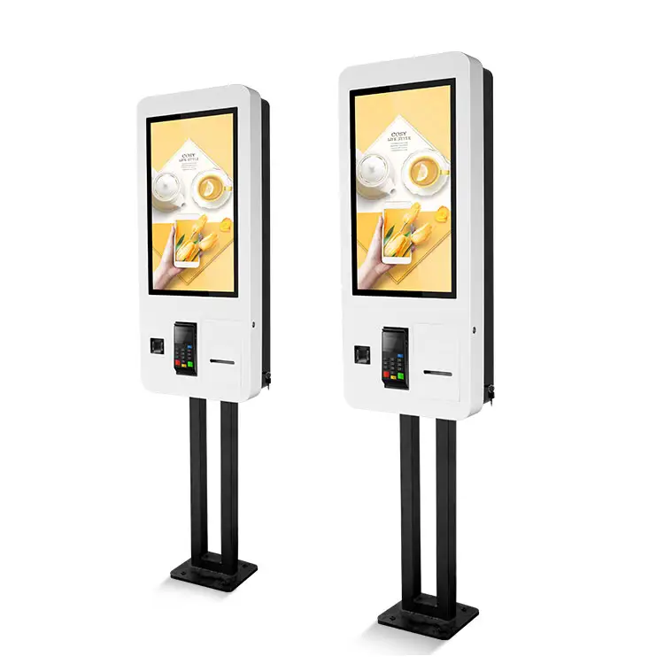 Kiosk de tela tátil de 27 polegadas, sistema android, restaurante, pedido de autoserviço, impressora térmica