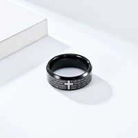 Bague classique en acier inoxydable avec inscription biblique, zircon et plaqué or 18 carats, mode masculine