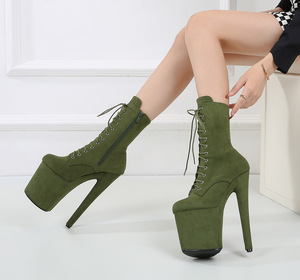 Botas de Pole Dance de 20CM con Cordones y Encaje Sexy para Mujer, Modelo de Tela de Gamuza - Product Image 2
