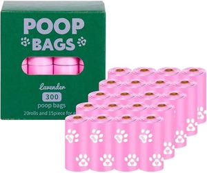 300 sacs à déjections canines roses avec motif patte, sacs à déchets jetables à fermeture autocollante pour usage domestique - Product Image 1