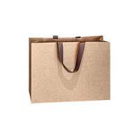 Sacs de courses en papier kraft brun écologiques en gros avec poignées en tissu tissé pour l'emballage de vêtements, de boutiques de prêt-à-porter et de vente au détail