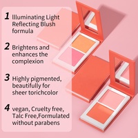 Palette de fard à joues cosmétiques de marque privée poudre pressée fard à joues pigmenté en gros logo personnalisé fard à joues en poudre de maquillage végétalien