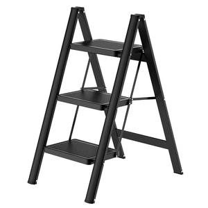 Escalera Plegable de 3 Peldaños, Antideslizante, con Pedal Ancho, Capacidad de 330 lb, Acero al Carbono, Multifuncional, con Estante de Almacenamiento y Soporte para Macetas - Product Image 1