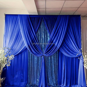 <span class=keywords><strong>Tenda</strong></span> personalizzata in seta blu reale e <span class=keywords><strong>lilla</strong></span> con paillettes frontali Swag pannello per drappi di scena per matrimonio sfondo per eventi - Product Image 3