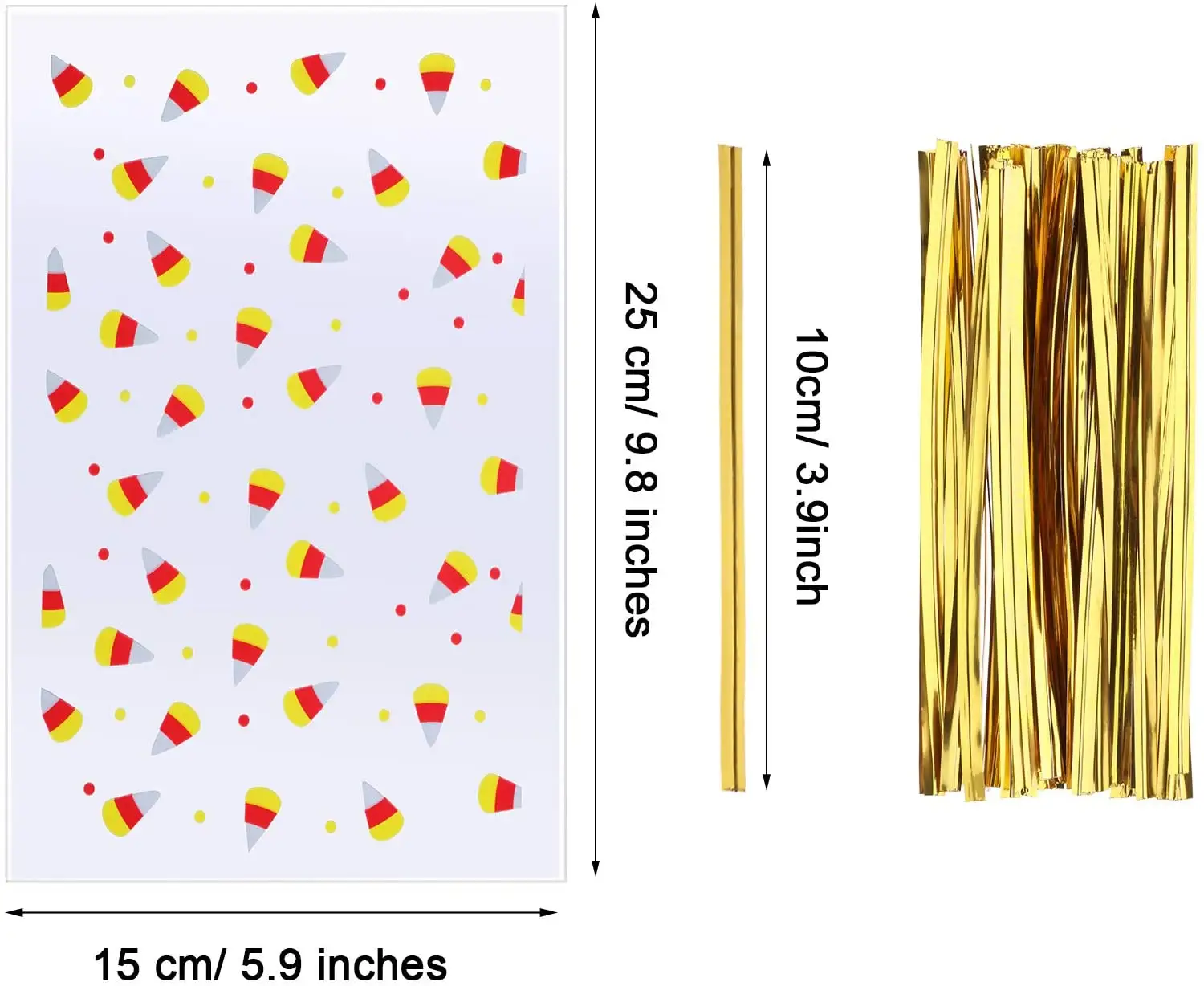 Fournitures de fête d'Halloween Sacs en cellophane à gousset latéral de qualité alimentaire Sacs de friandises en plastique OPP sécurisés pour friandises et bonbons