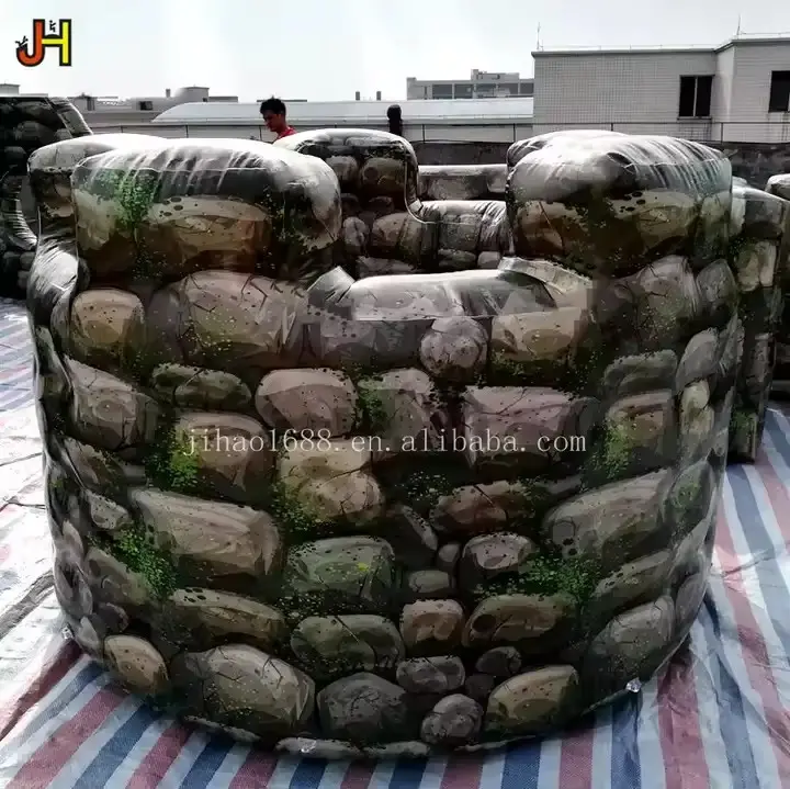 Wall-Lied Stone Style Inflatable Broken Wall Paintball Bunker For Shooting