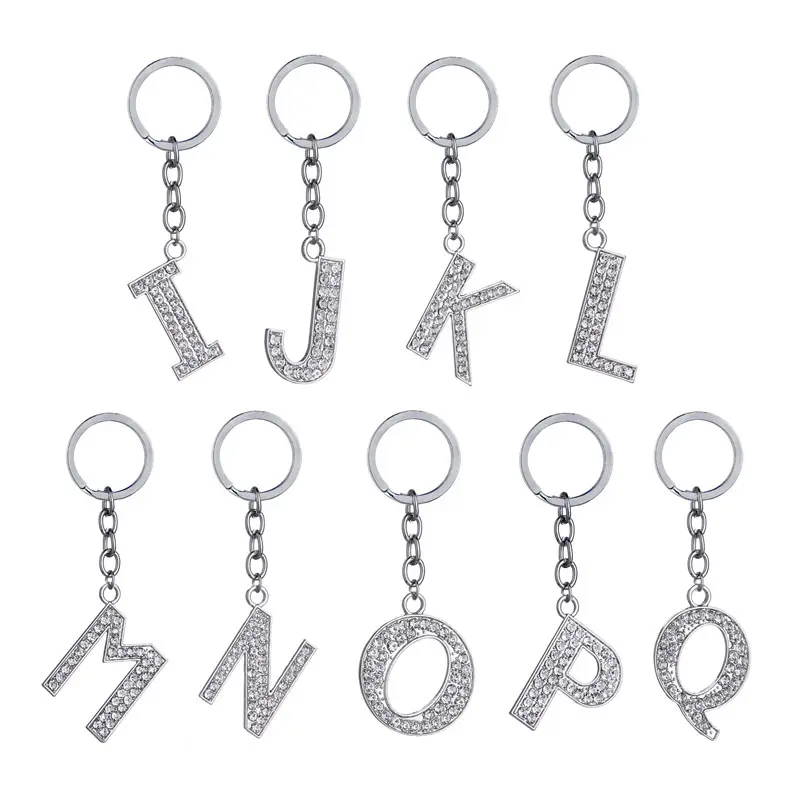 Rhinestone Alphabet Keyring Initial Letter Keychain