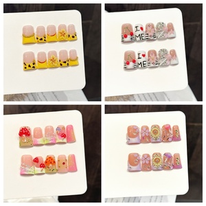 Uñas Postizas Hechas a Mano con Pedrería 3D Brillante, Cobertura Completa, Punta Francesa, Uñas a Presión Tipo Pico <span class=keywords><strong>de</strong></span> Pato - Product Image 1