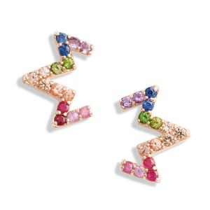 Оптовые серьги Gemnel: популярные, позолоченные, родиевые, с цирконами, на заказ, разноцветные, в форме короны, минималистичные, для женщин - Product Image 5