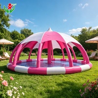 Piscine Gonflable avec Tente, Piscine Gonflable Commerciale Extérieure en PVC Transparent avec Tente pour Fêtes dans la Cour