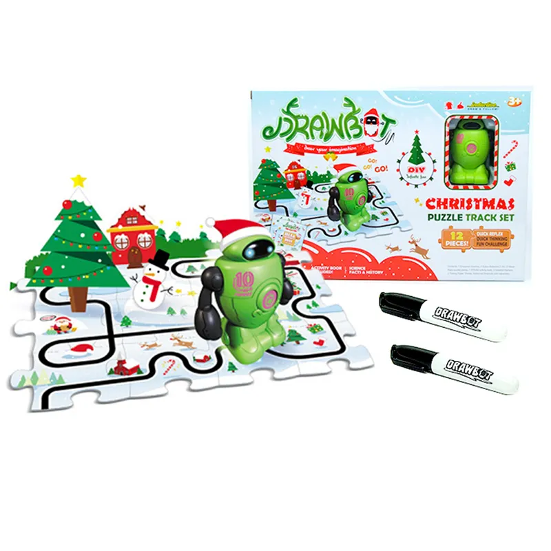 DB2-5 Drawbot Set Teka-teki Natal, Mainan Robot Pengindraan Elektrik Kecil dengan Hadiah Lucu