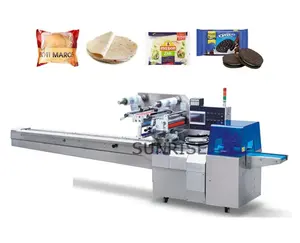 Máquina de embalagem horizontal de doces de goma da China máquina de embalagem de biscoitos máquina de embalagem de fluxo de biscoitos