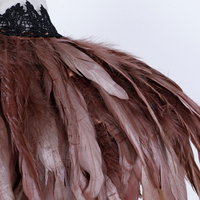 Châle en plumes fait main avec col en dentelle pour femme, avec fermeture en dentelle, pour spectacle de danse masquée, fête à thème Halloween