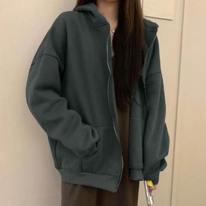 Custom High Vintage Long Sleeve Embroidery Streetwear Thick <strong>Hooded</strong> Loose Oversized <strong>Zip</strong> up Hoodie - Product Image 3