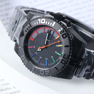 Montre automatique mécanique NO LOGO Design NH36 Sub avec cadran arc-en-ciel, mouvement en cristal de saphir, étanche 10 bars, acier noir. - Product Image 4