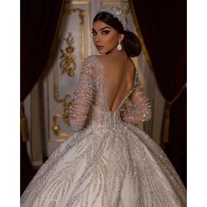 S6577F Drop Shipping New Heavy Handmade Luxury Court Style Is Large Dragging Sexy Womens Wedding <b>Dresses</b> - Product Image 3