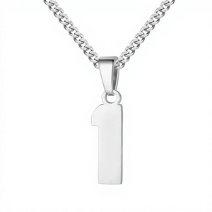 Collier pendentif numéro sportif tendance Artivelle unisexe en acier inoxydable plaqué argent 22, motif bambou porte-bonheur, sans ternissement, sans nickel, cadeau - Product Image 3