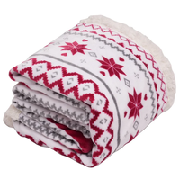 Plaid en polaire Sherpa tricoté double couche 100% polyester, classique rouge et noir, taille King, anti-boulochage
