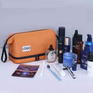 Sac de maquillage imperméable à double couche, sac de rangement portable à main, grande capacité, cosmétiques, articles de toilette, sac de rangement pour hommes - Product Image 3