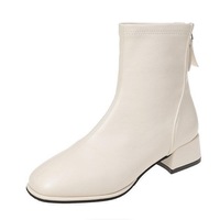 Sepatu Boots Pendek Wanita 2026 Musim Gugur Dingin Terbaru, Hak Sedang Serbaguna, Model Chelsea, Ujung Persegi, Hak Tebal, Meniruskan Kaki, Sepatu Trendi