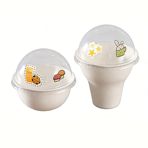 Gobelet à sauce ou yaourt en bagasse compostable et écologique de 240 ml, compatible micro-ondes, <span class=keywords><strong>sans</strong></span> BPA, recyclable, avec couvercle - Product Image 5