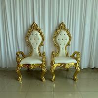 Vente chaude De Luxe Blanc Doré Canapé Unique Banquet À Dossier Haut De Mariage Classique Roi Reine Royal Trône Chaise