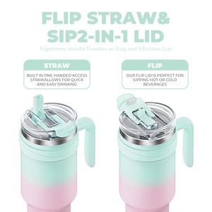 הגעה חדשה קיר כפול מבודד מותאם אישית דליפה הוכחה דליפה נירוסטה ואקום כוסות קפה עם 2-in-1 מכסה - Product Image 3