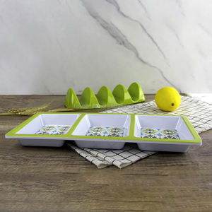 Fábrica SEBEST, venta al por mayor, personalizado, Taco Dip, 3 secciones, placa dividida <span class=keywords><strong>de</strong></span> <span class=keywords><strong>melamina</strong></span>, División <span class=keywords><strong>de</strong></span> plástico ecológica - Product Image 2