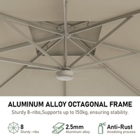 Parasol d'extérieur grand format 3*3M avec base intégrée, climatisation, éclairage LED, parasol électrique pour villa et patio
