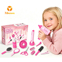 Ensemble de jeu de rôle pour filles, cadeau d'anniversaire, kit peigne et miroir rose pour enfants, jeu d'imitation de salon de coiffure