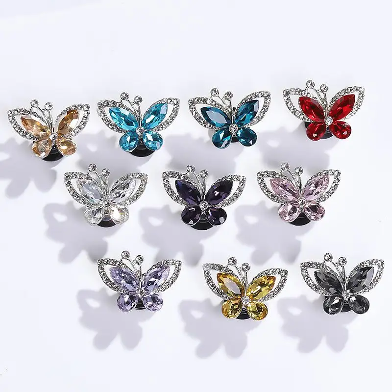 Dames Metalen Kristal Accessoires Sieraden Vlinder Kwaliteit Luxe Decoratie Voor Schoenen