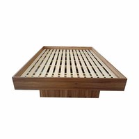 Cadre de lit plateforme moderne en bois massif sans tête de lit, montage facile pour chambre à coucher, décoration intérieure, design minimaliste, prêt à la vente