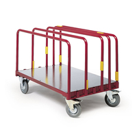 Chariot de manutention industriel robuste à quatre roues en acier au carbone avec cadre thermolaqué et poignées multiples OEM