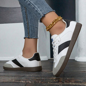 Zapatillas Deportivas Planas Casuales y Cómodas para Mujer, Zapatillas Bajas con Bloques de Color a la Moda, Cierre con Cordones, Antideslizantes para Skateboard - Product Image 2